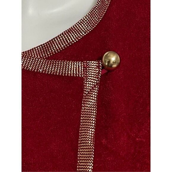 Vassarette Vintage Dark Red Velour Half Button Down Robe Sz M - Picture 5 of 13